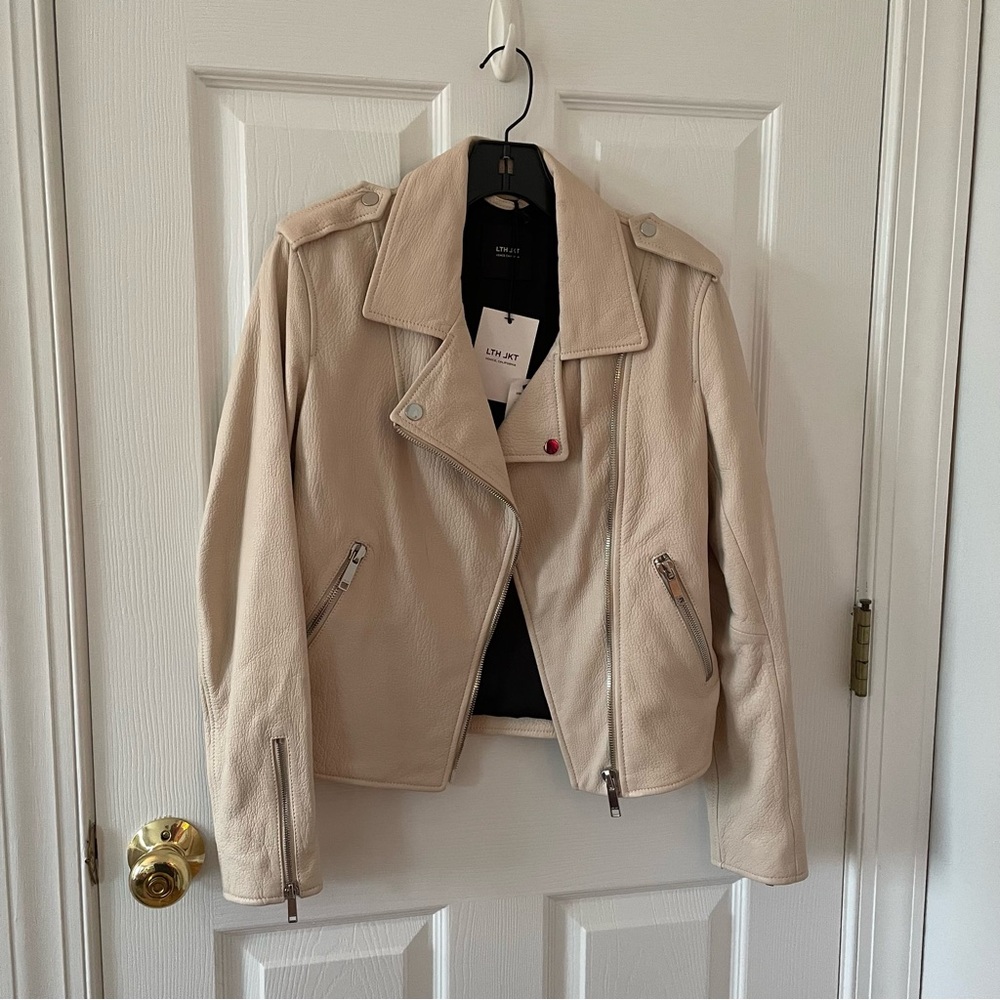 LTH JKT Leather Kas Biker Jacket Cream Off White Blanc Women’s Small NEW W/ TAGS